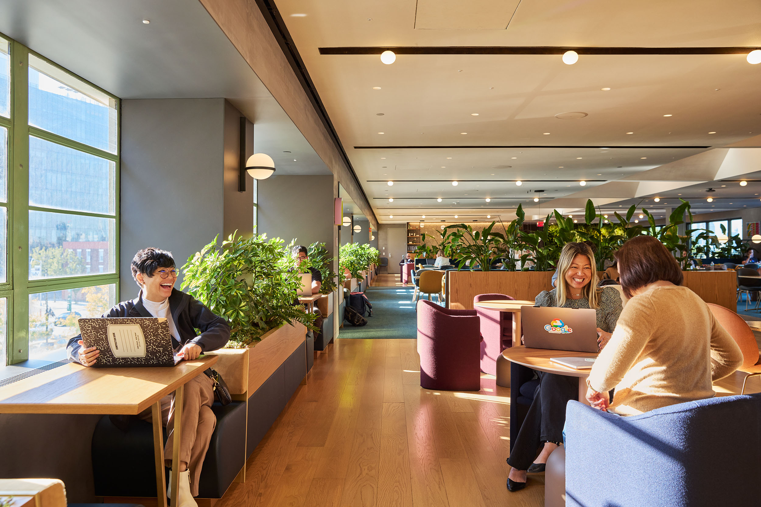 Photo of people walking in a busy cafe